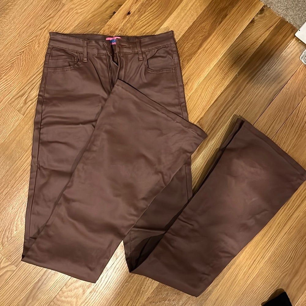 EDIKTED BROWN LEATHER PANTS